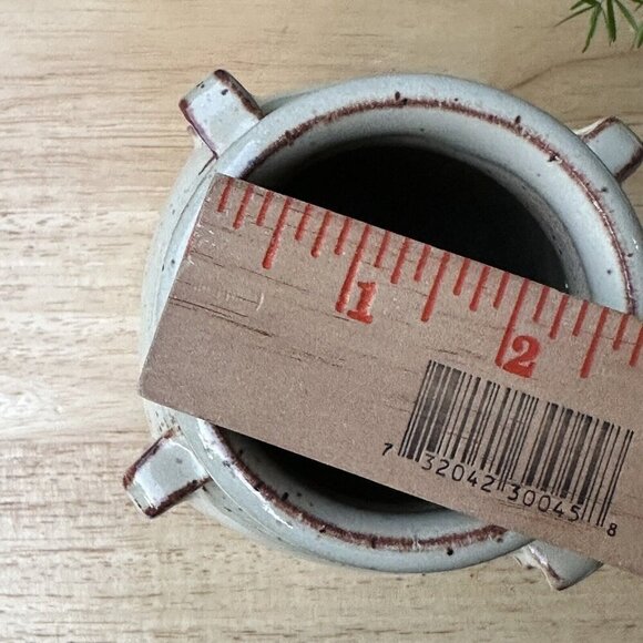 Mid Century Modern Stoneware Vase Handles Speckled Floral‎ Pattern Signed 7" H - Picture 10 of 11